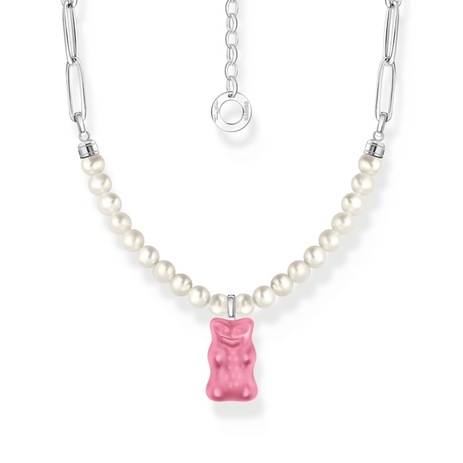 Thomas Sabo x HARIBO Chaîne à maillons avec breloque Ours d’Or rose et perles, argent Thomas Sabo x HARIBO Chaîne à maillons avec breloque Ours d’Or rose et perles, argent - KE2207-082-9-L45V