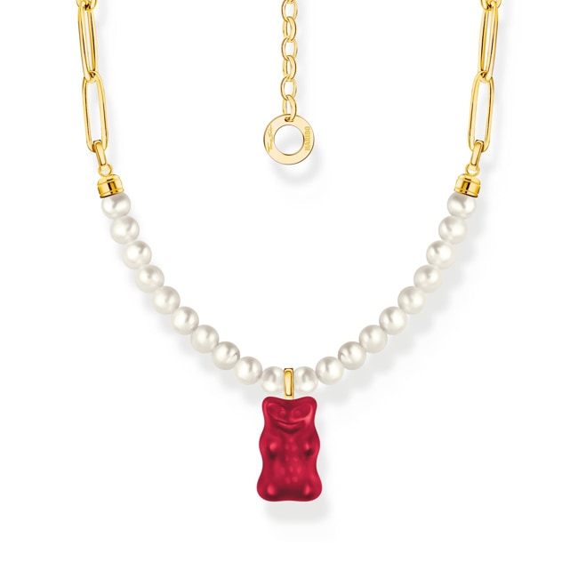 Thomas Sabo x HARIBO Gold-plated link necklace with red goldbears & freshwater pearls Thomas Sabo x HARIBO Gold-plated link necklace with red goldbears & freshwater pearls - KE2207-430-10-L45V