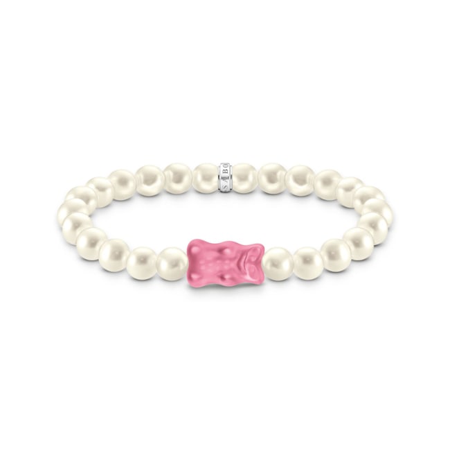 Thomas Sabo x HARIBO Bracelet de perles avec Ours d’or rose, argent - A2154-082-9