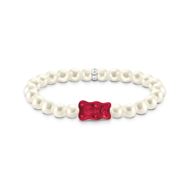 Thomas Sabo x HARIBO Bracelet de perles avec Ours d’or rouge, argent - A2154-017-10