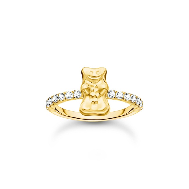 Thomas Sabo x HARIBO Ring mit Goldbär und Steinen vergoldet - TR2504-414-14