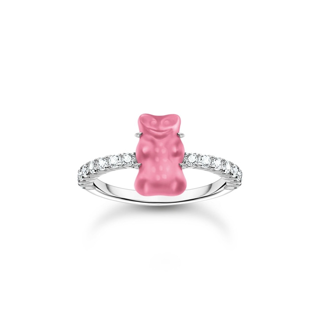 Thomas Sabo x HARIBO Silver ring with pink mini sized goldbears and zirconia Thomas Sabo x HARIBO Silver ring with pink mini sized goldbears and zirconia - TR2459-052-9