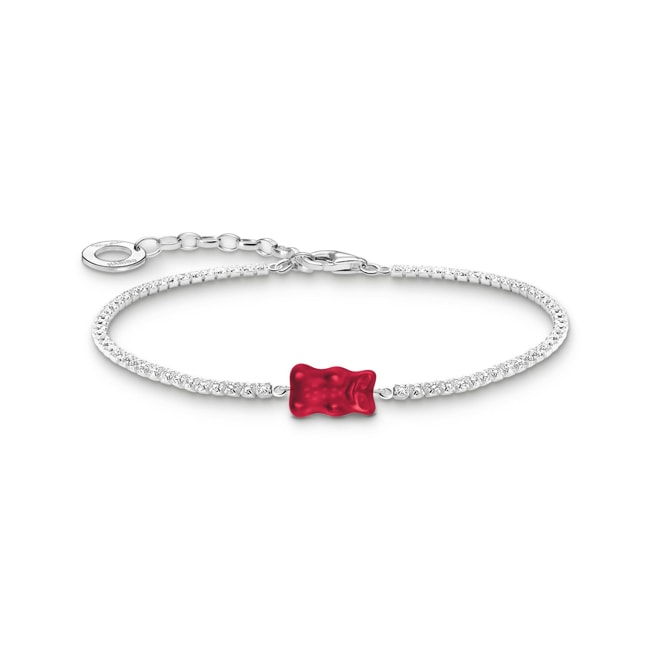Thomas Sabo x HARIBO Bracelet tennis avec Goldbear rouge en argent - A2187-052-10-L19V