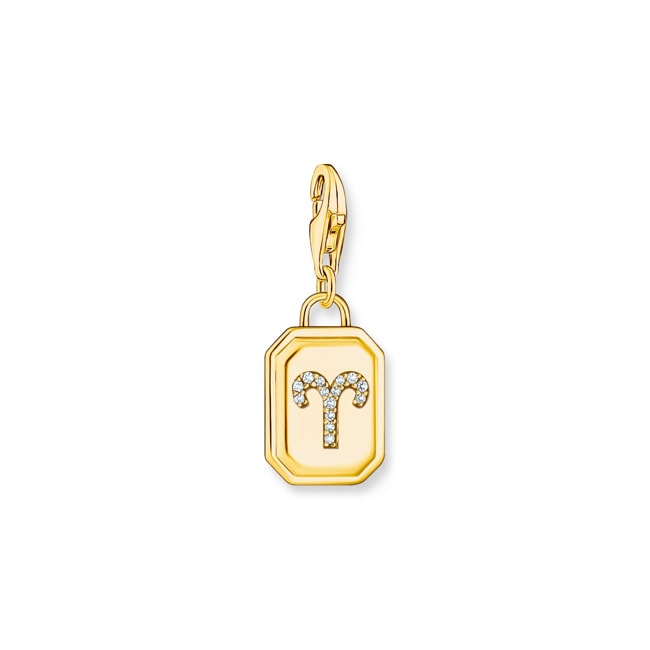 Thomas Sabo Zodiac Charms Gold-plated charm pendant zodiac sign Aries with zirconia - 2159-414-39