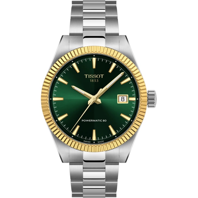Tissot Gentleman Powermatic 80 38mm Grün / 18 Karat Gelbgold - T934.807.41.091.00