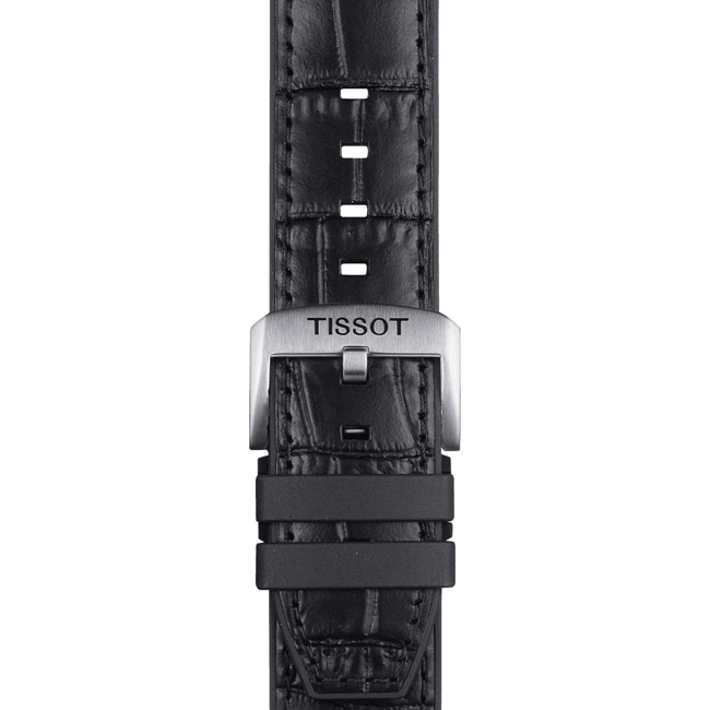 Tissot Black leather and rubber parts strap 22 mm - T852.046.761