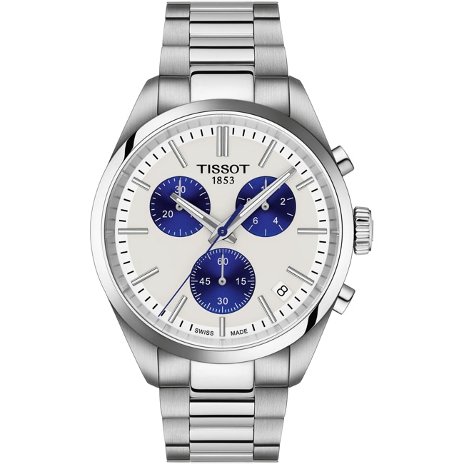 Tissot PR 100 Chronograph 40mm Weiss / Blau - T150.417.11.011.00
