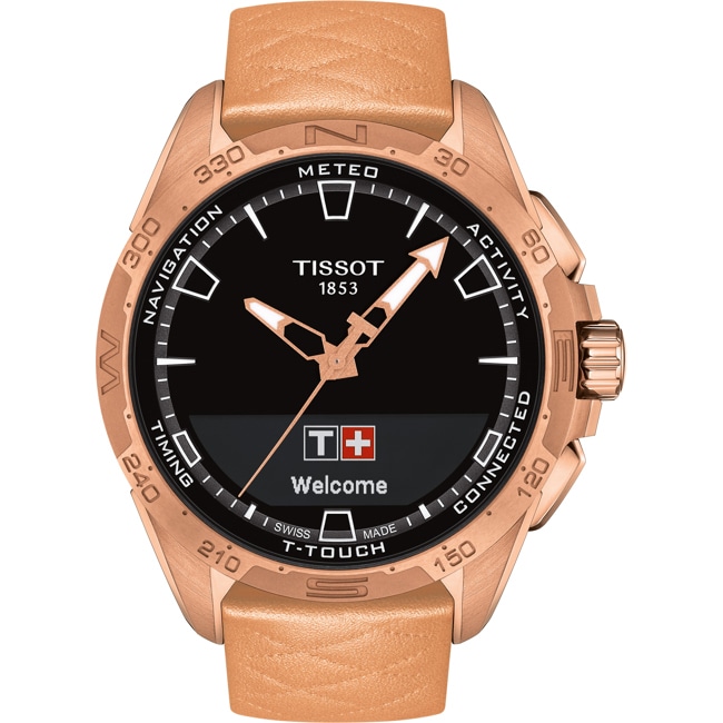 Tissot T-Touch Connect Solar Smartwatch Titan PVD Rosé mit beigem Lederband Tissot T-Touch Connect Solar Smartwatch Titan PVD Rosé mit beigem Lederband - T121.420.46.051.00