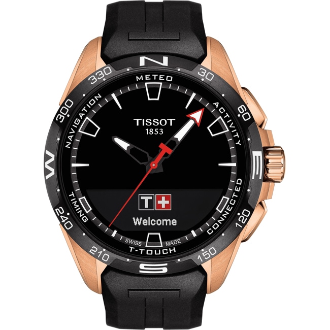 Tissot T-Touch Connect Solar Smartwatch Titan PVD Rosé mit schwarzem Kautschukarmband Tissot T-Touch Connect Solar Smartwatch Titan PVD Rosé mit schwarzem Kautschukarmband - T121.420.47.051.02