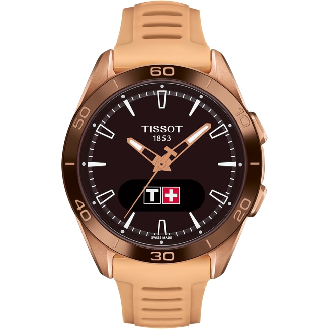 Tissot T-Touch Connect Sport Smartwatch titane pvd rosé avec bracelet en silicone beige Tissot T-Touch Connect Sport Smartwatch titane pvd rosé avec bracelet en silicone beige - T153.420.47.051.05
