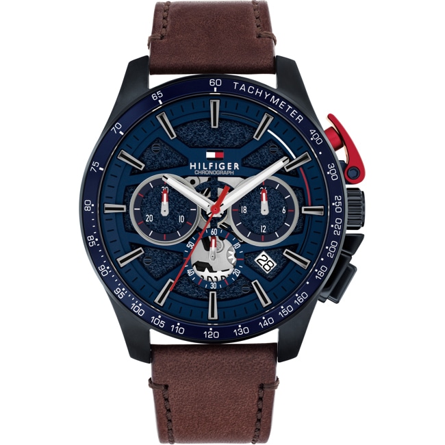 Tommy Hilfiger Bank Chronographe 44mm Brun / Bleu - 1792268