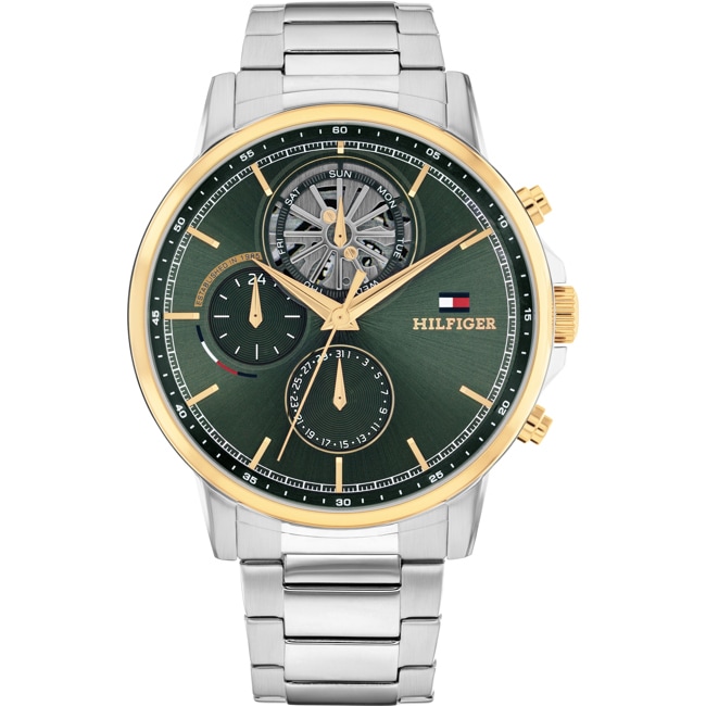 Tommy Hilfiger Stewart Day Date Silbrig / Grün - 1710735