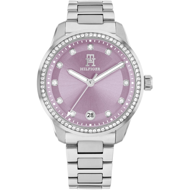 Tommy Hilfiger TH85 Crystals Date Silver / Purple - 1782793