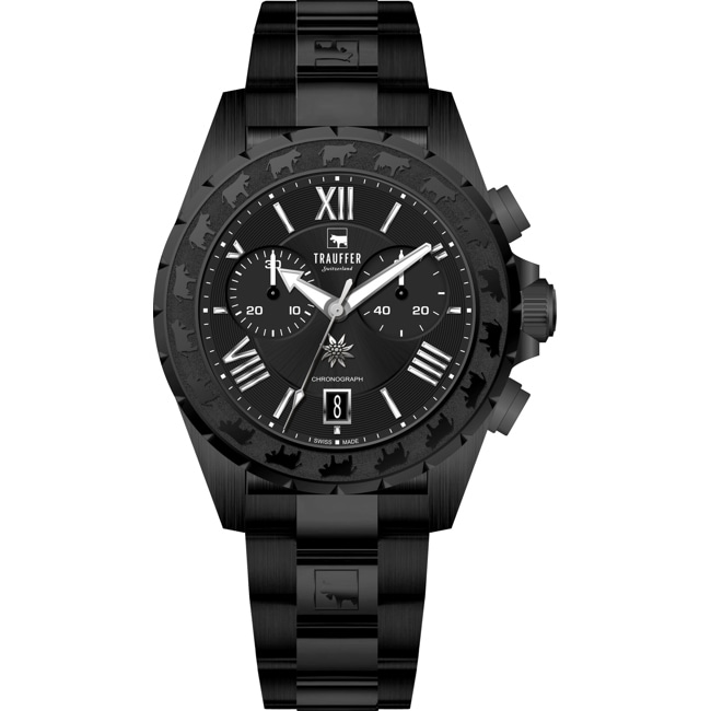 Trauffer Chrono Edelstahl schwarz - TR-SP-02-NM-01