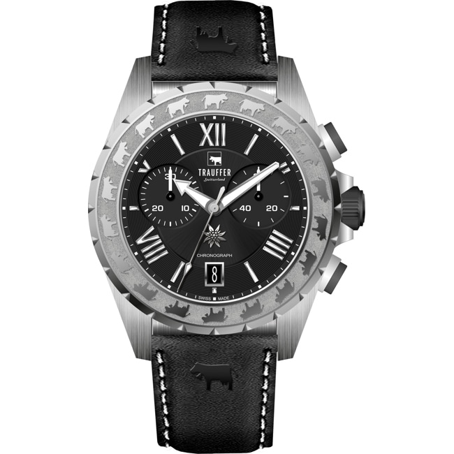 Trauffer Chrono Leder schwarz mit Chüehli - TR-SP-02-SL-21