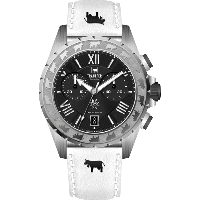 Trauffer Chrono Cuir blanc avec vaches - TR-SP-02-SL-23