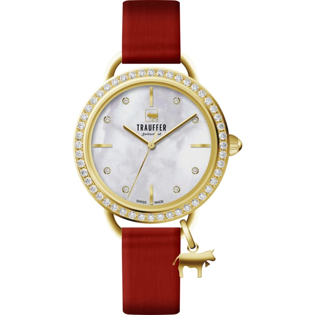 Trauffer Femmes Doré / Rouge avec un charm en forme de vache - TR-CH-01-GL-03