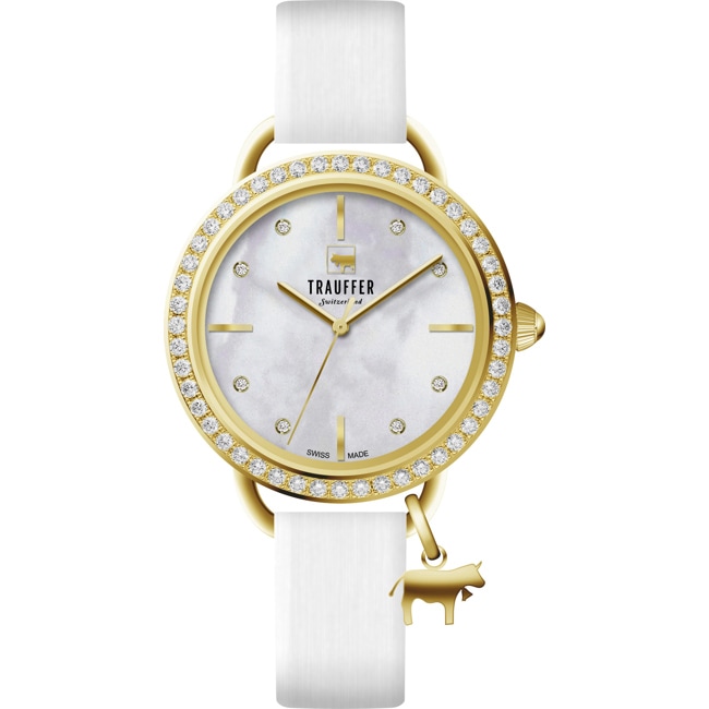 Trauffer Femmes Doré / Blanc avec un charm en forme de vache - TR-CH-01-GL-01