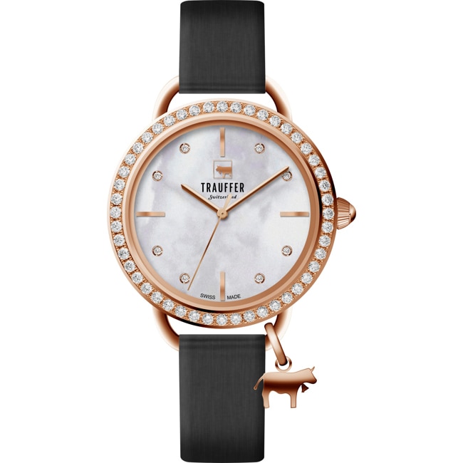 Trauffer Femmes Rosé / Noir avec un charm en forme de vache - TR-CH-01-RL-02