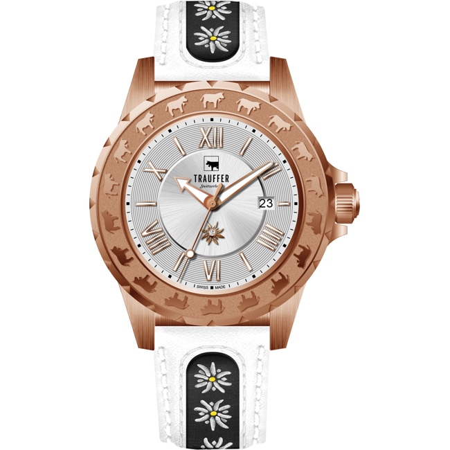 Trauffer Ladies Rose / White leather with edelweiss - TR-AL-01-RL-53