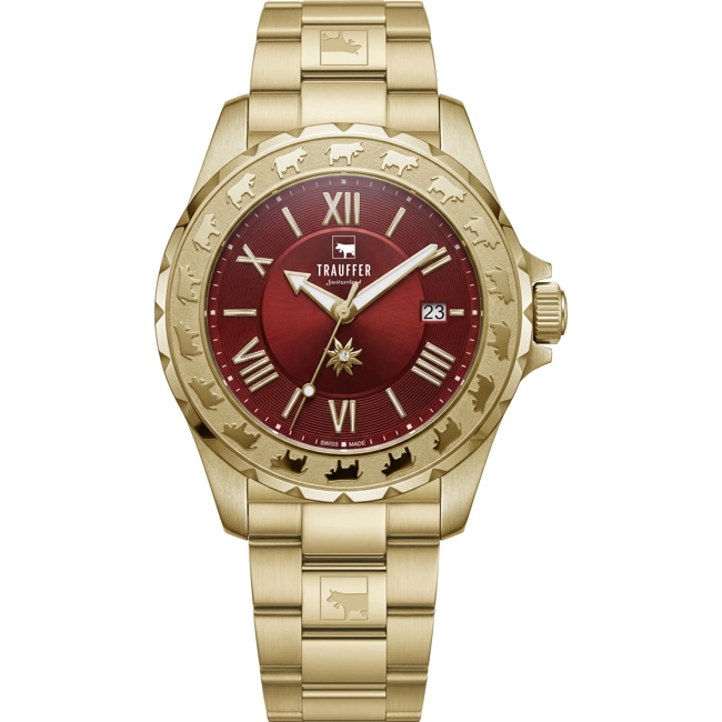 Trauffer Femmes Rouge / Or avec vaches - TR-AL-04-GM-01