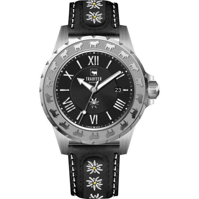 Trauffer Ladies Black / Leather with edelweiss - TR-AL-02-SL-50