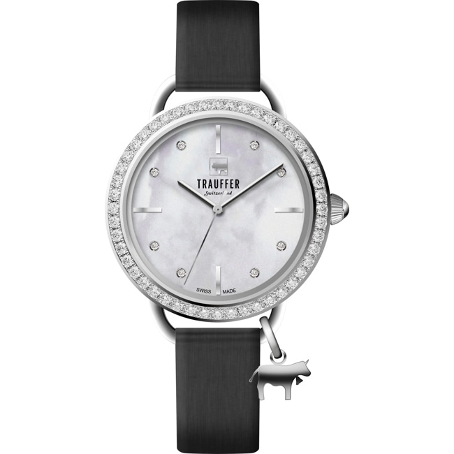 Trauffer Femmes Argenté / Noir avec un charm en forme de vache - TR-CH-01-SL-02