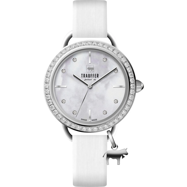 Trauffer Femmes Argenté / Blanc avec un charm en forme de vache - TR-CH-01-SL-01