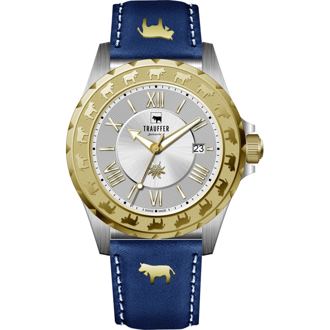 Trauffer Men's Two-tone / Blue leather with cows - TR-AG-01-BL-22