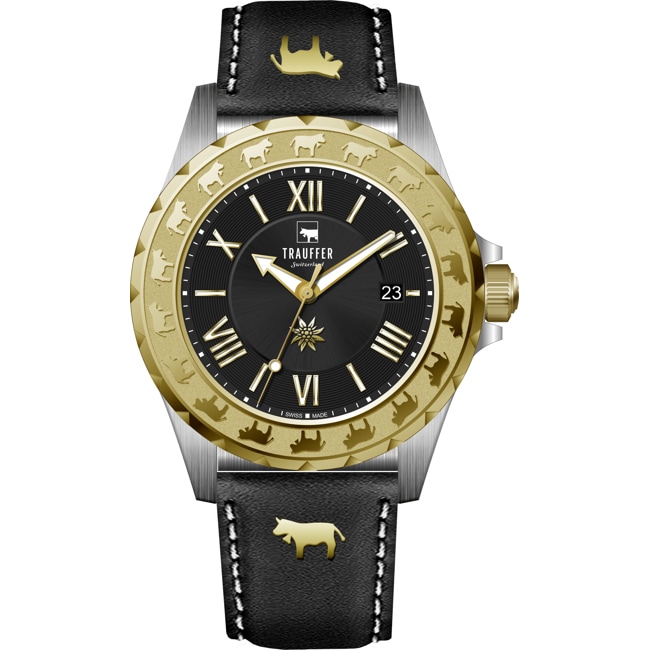 Trauffer Men's Two-tone / Black leather with cows - TR-AG-02-BL-21