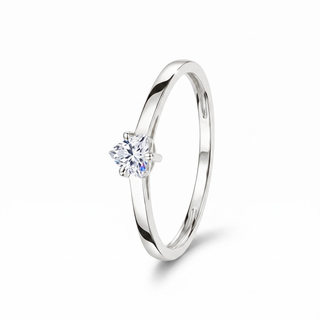 Bague solitaire trillion or gris 375/9 ct avec diamant de laboratoire 0.20 ct - 9KLGD121W
