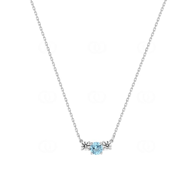 Collier trilogie or gris 375/9 ct avec topaze bleue & zircones - 397338.T1