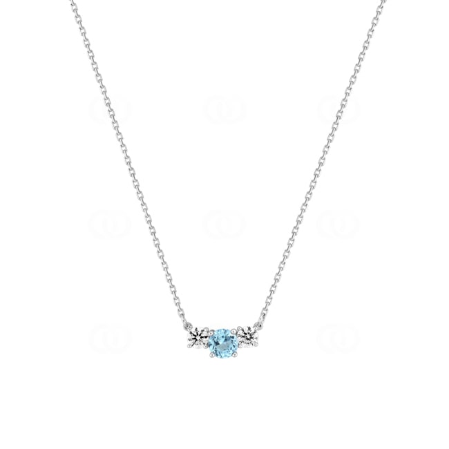 Collier trilogie or gris 750/18 ct avec topaze bleue & zircones Collier trilogie or gris 750/18 ct avec topaze bleue & zircones - 3.7338.T1