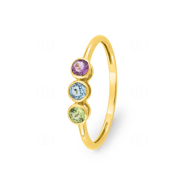 Trilogy Ring 375/9 K Yellow Gold with Fine Multi-Stones - 197443.V0