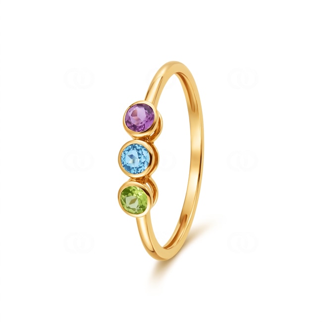 Trilogy Ring 375/9 K Yellow Gold with Fine Multi-Stones - 197443.V0