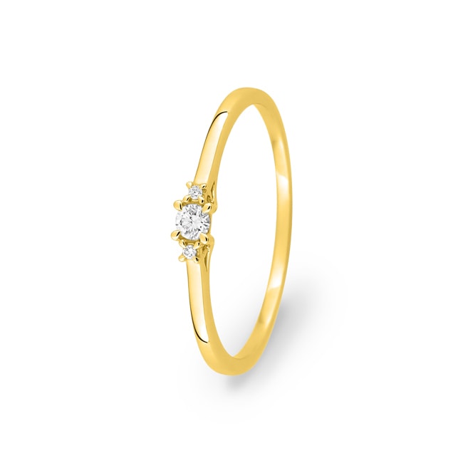Bague trilogie or jaune 375/9 ct avec diamants de laboratoire 0.06 ct - 9KLGD040Y