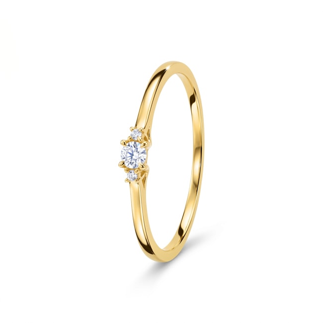 Trilogy Ring 375/9 K Yellow Gold with Lab Grown Diamonds 0.06 ct - 9KLGD040Y
