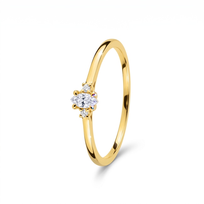 Trilogie Ring 375/9 K Gelbgold mit Lab Grown Diamanten 0.07 ct - 9KLGD181Y
