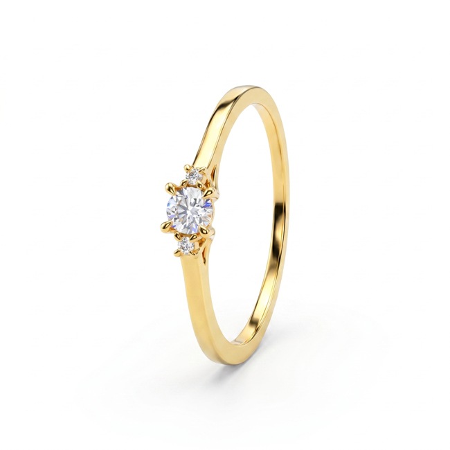 Trilogy Ring 375/9 K Yellow Gold with Lab Grown Diamonds 0.11 ct - 9KLGD041Y