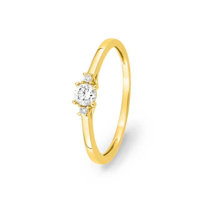 Bague trilogie or jaune 375/9 ct avec diamants de laboratoire 0.16 ct - 9KLGD042Y