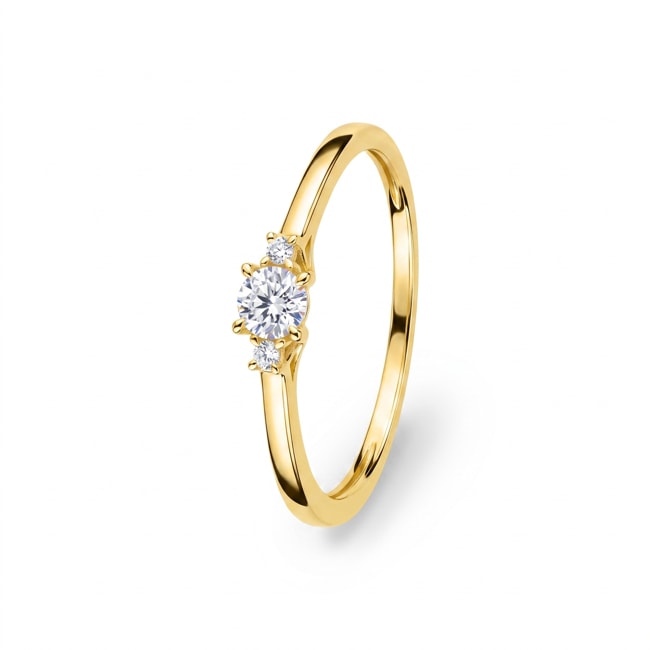 Bague trilogie or jaune 375/9 ct avec diamants de laboratoire 0.16 ct - 9KLGD042Y