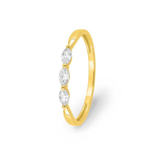 Bague trilogie or jaune 375/9 ct avec diamants de laboratoire 0.19 ct - 9KLGD156Y