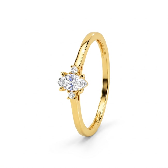 Bague trilogie or jaune 375/9 ct avec diamants de laboratoire 0.24 ct - 9KLGD144Y