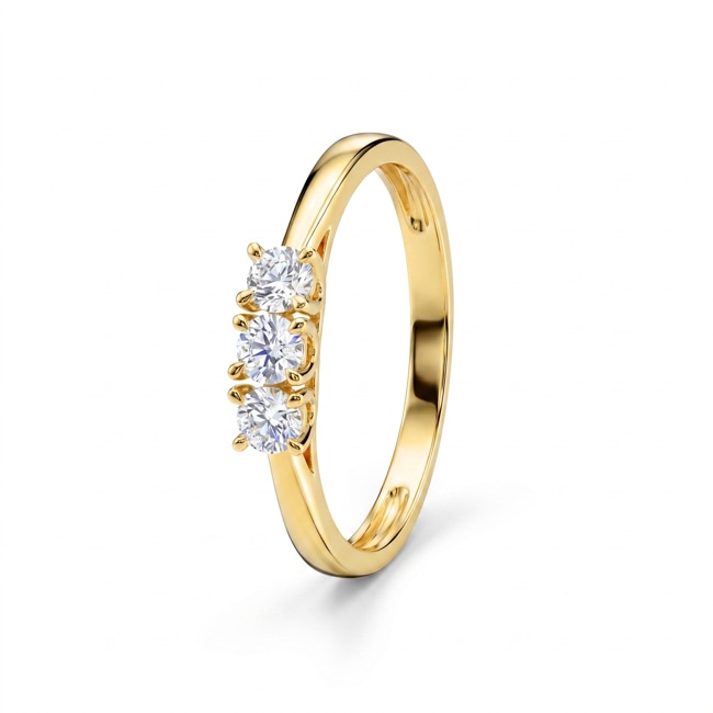 Trilogy Ring 375/9 K Yellow Gold with Lab Grown Diamonds 0.30 ct - 9KLGD001Y