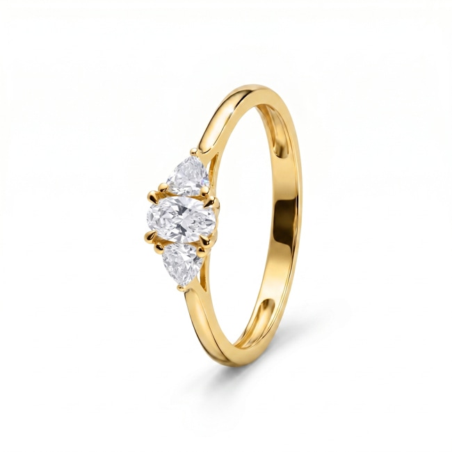 Trilogie Ring 375/9 K Gelbgold mit Lab Grown Diamanten 0.38 ct - 9KLGD169Y