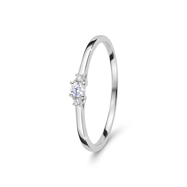 Trilogy Ring 375/9 K White Gold with Lab Grown Diamonds 0.06 ct - 9KLGD040W