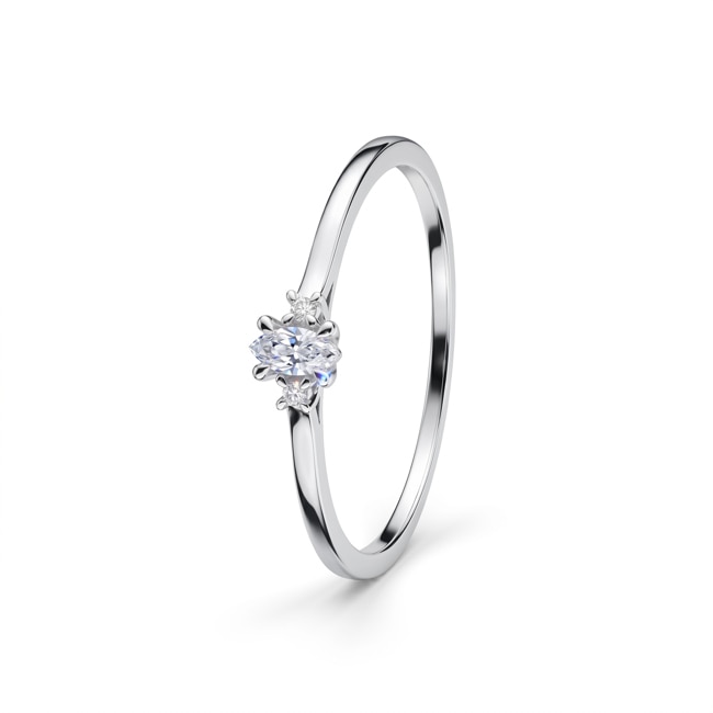 Trilogy Ring 375/9 K White Gold with Lab Grown Diamonds 0.07 ct - 9KLGD181W