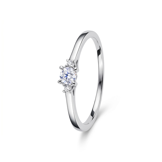 Trilogy Ring 375/9 K White Gold with Lab Grown Diamonds 0.11 ct - 9KLGD041W