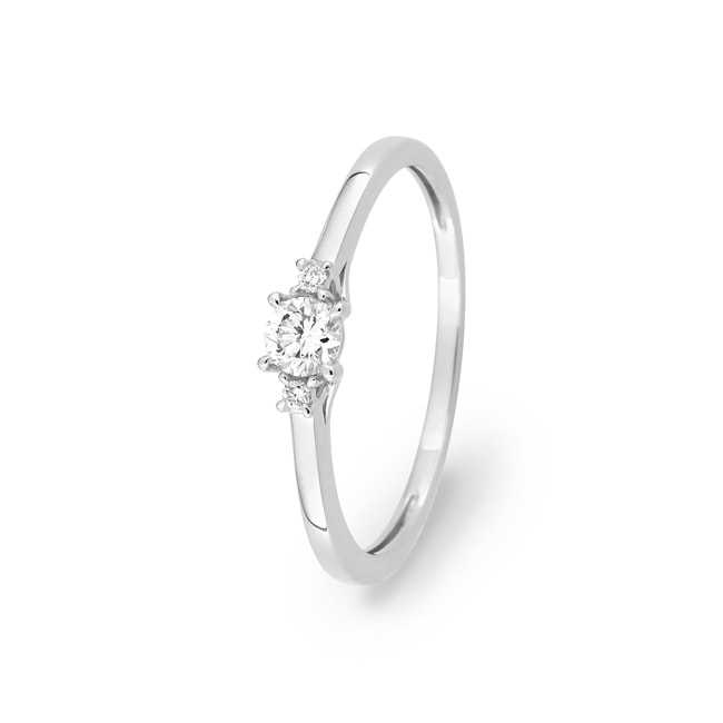 Bague trilogie or gris 375/9 ct avec diamants de laboratoire 0.16 ct - 9KLGD042W