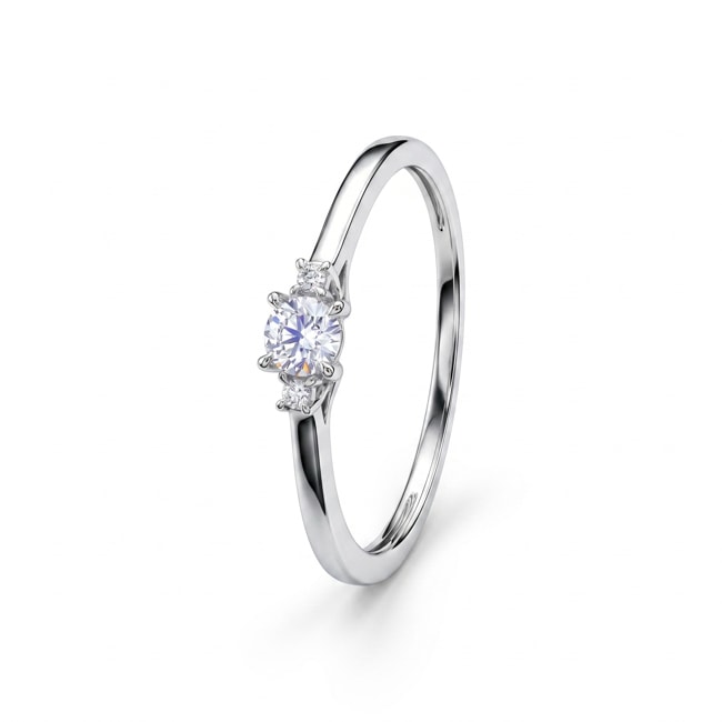 Bague trilogie or gris 375/9 ct avec diamants de laboratoire 0.16 ct - 9KLGD042W